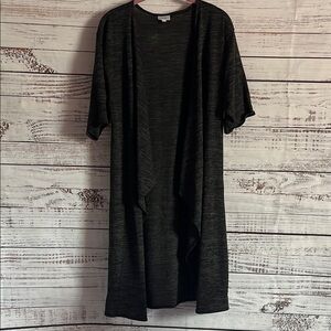Lularoe Shirley Charcoal Black/Grey Open Front Cardigan